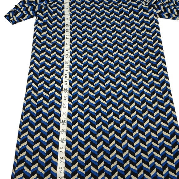 ZARA Woman Blue White Geometric Shift Mini Dress Size XS - Picture 7 of 9